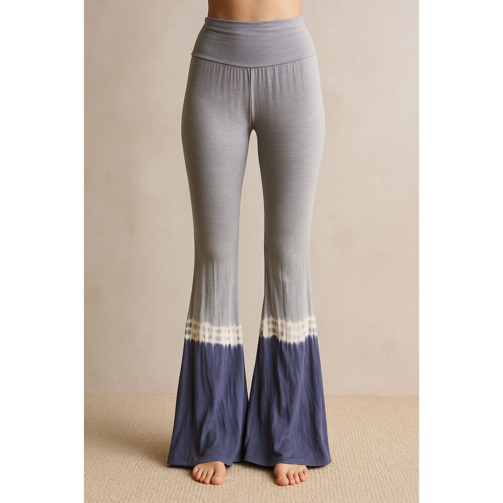 Nu Label Anthro blue white tie dye palazzo long Pants Size M Coachella Boho